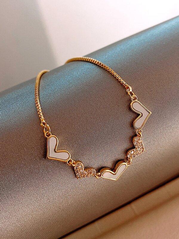 Rhinestone Heart Decor Bracelet for Women