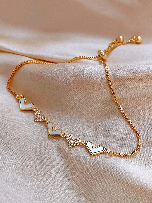Rhinestone Heart Decor Bracelet for Women