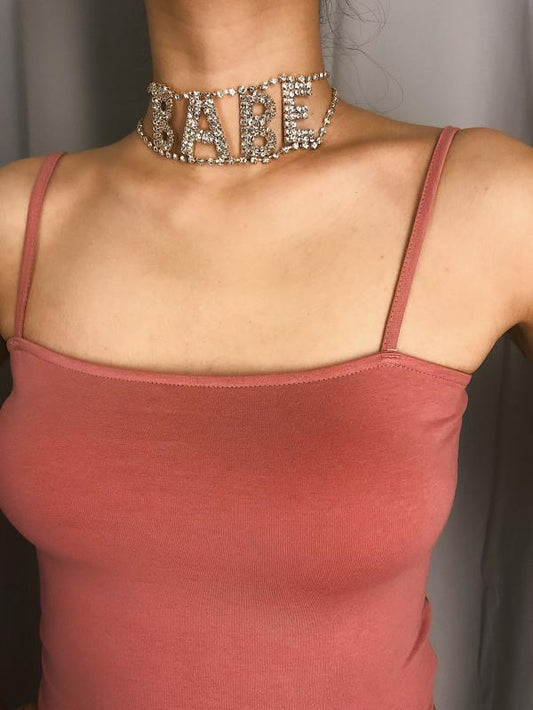 Rhinestone Letter Design Statement Choker 1pc for Women