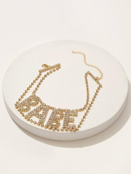 Rhinestone Letter Design Statement Choker 1pc for Women