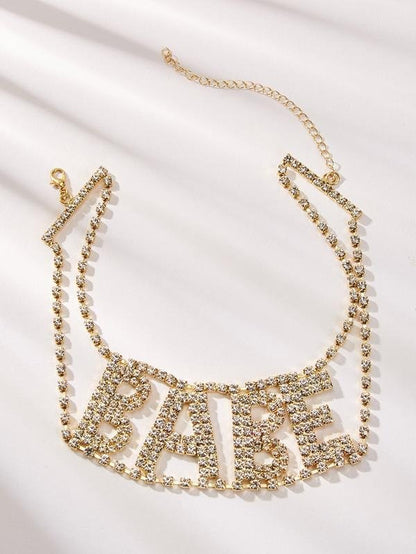 Rhinestone Letter Design Statement Choker 1pc for Women