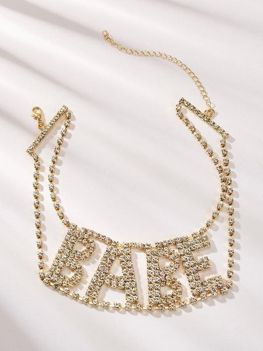 Rhinestone Letter Design Statement Choker 1pc for Women