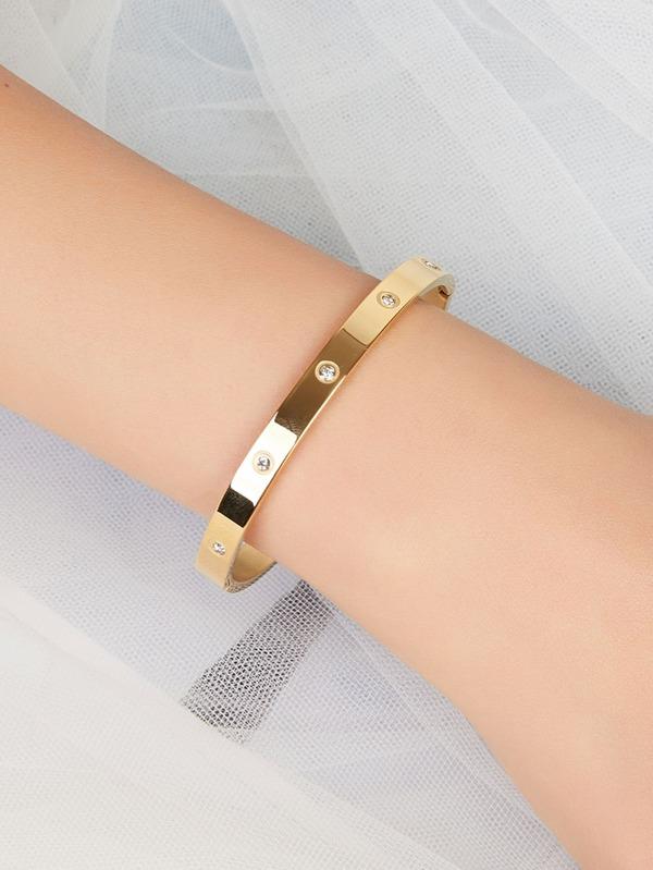 Rhinestone Round Bangle for Women