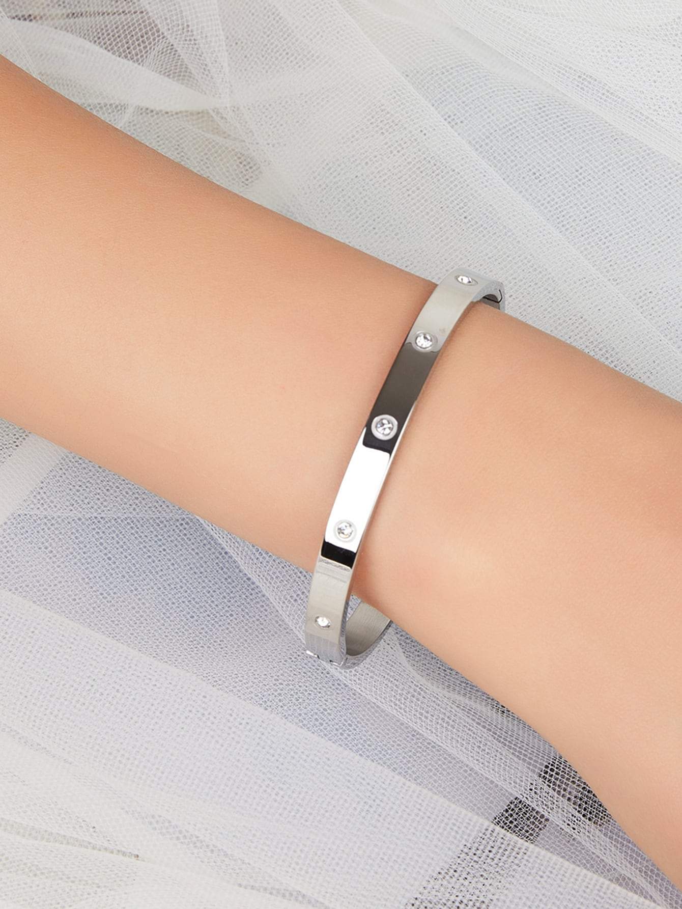 Rhinestone Round Bangle for Women