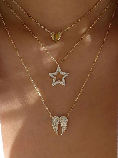 Rhinestone Star Layered Necklace for Women