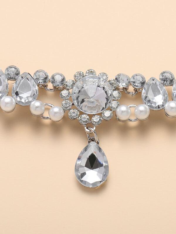 Rhinestone Water Drop Decor Necklace for Women