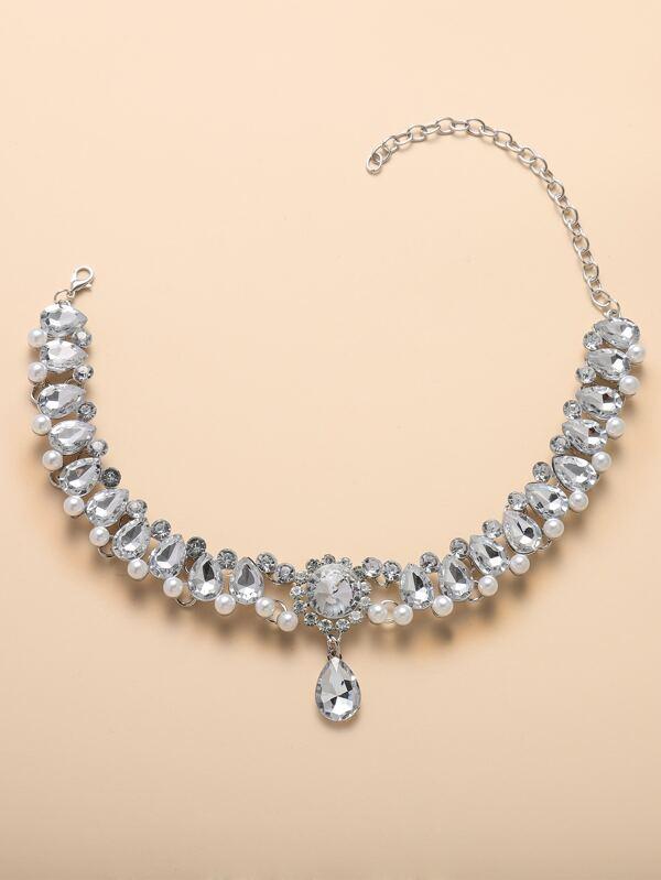 Rhinestone Water Drop Decor Necklace for Women