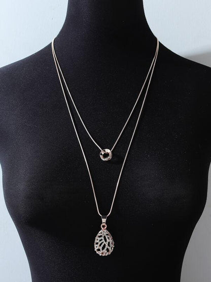 Rhinestone Waterdrop Charm Necklace for Women