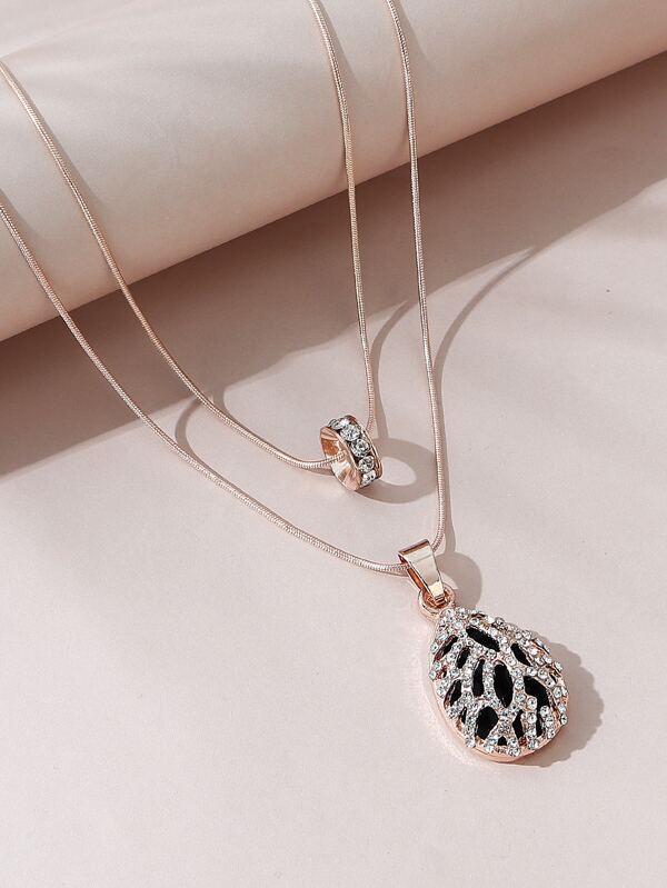 Rhinestone Waterdrop Charm Necklace for Women