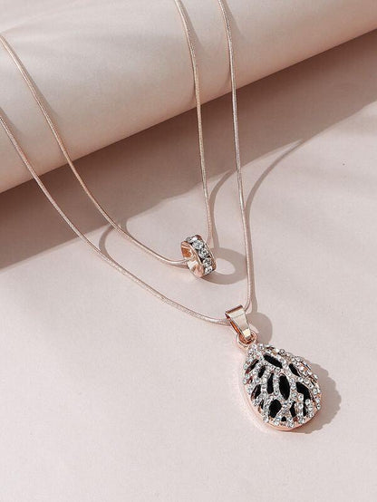 Rhinestone Waterdrop Charm Necklace for Women
