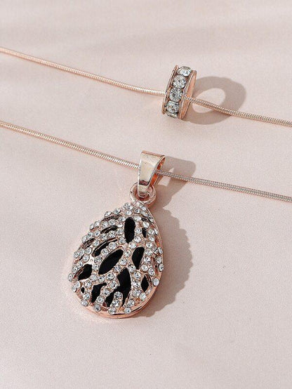 Rhinestone Waterdrop Charm Necklace for Women
