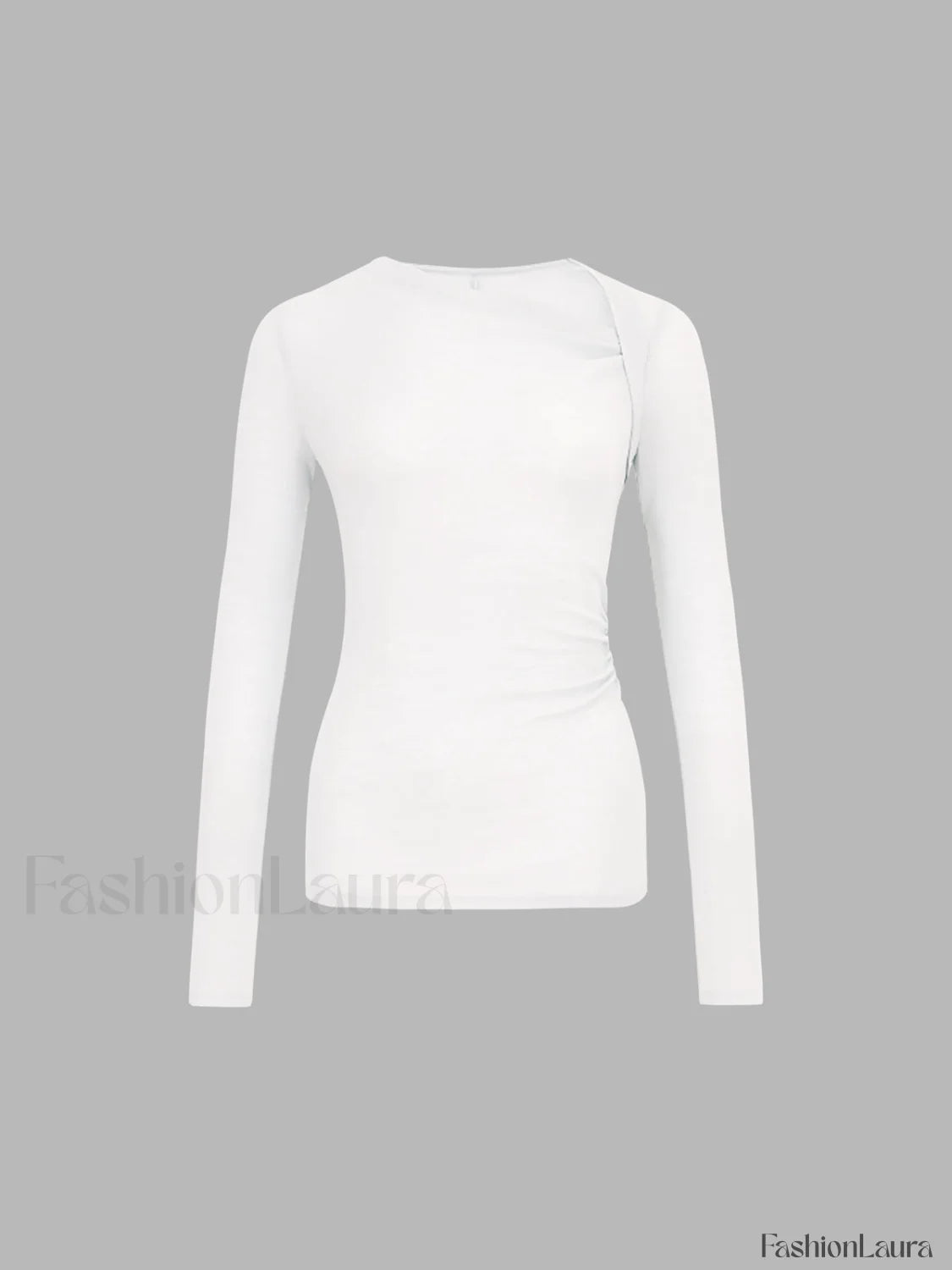 Ribbed Knit Long Trendy Sleeve Asymmetric Shirt
