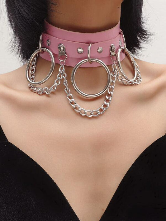 Ring & Chain Decor Choker for Women