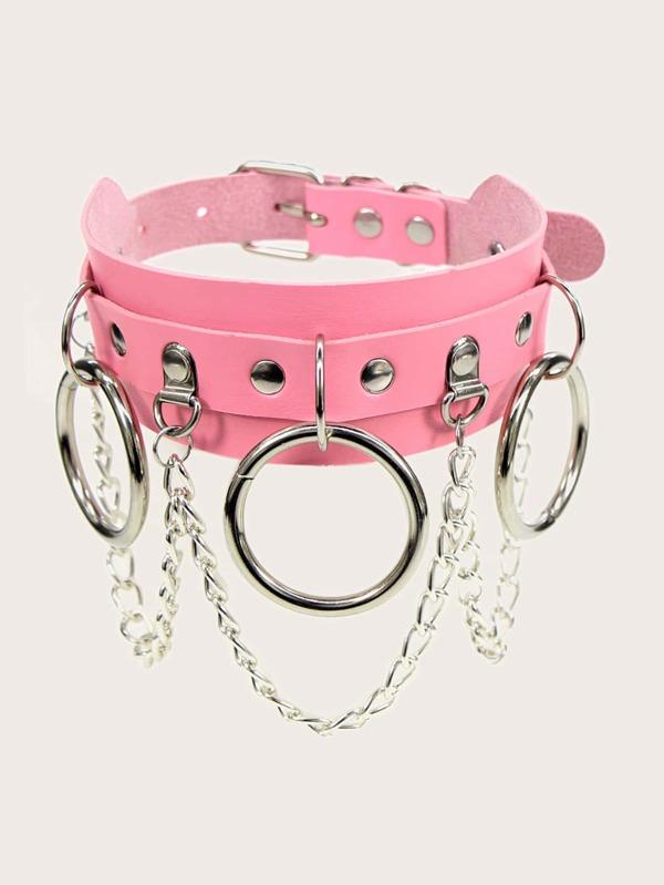 Ring & Chain Decor Choker for Women