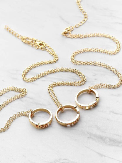Ring Embellished Friendship Pendant Necklace 3pcs for Women