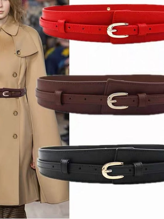 Corset Belt PU Leather Prong Buckle Plain Vintage Retro Work Daily Black Red Brown for Women