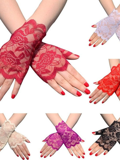 Women's Fingerless Gloves Lace Gloves Wedding Party Evening Gift Polyester Simple Bridal Gloves Sexy 1 Pair