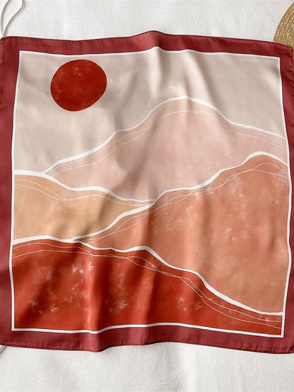 1pcs Vintage Print Neckerchief Satin Headband Shawl Silk 55*55cm Small Square Scarf For Women Head Wraps Girls Hair Bands Bandana Friend Gift for Women