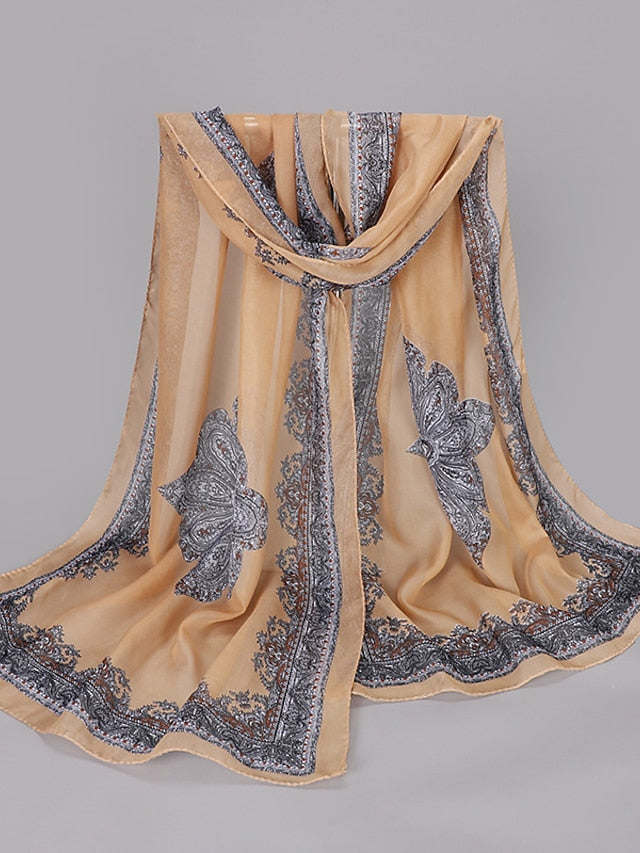 Scarves Gift Daily Holiday Chiffon Vacation Classical Vintage Retro Dancing Casual 1 PC for Women