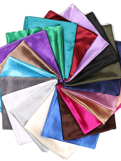 1pcs 90*90cm Solid Colors Neckerchief Hijab Scarf For Women Silk Satin Headband Hair Scarves Female Square Shawls Head Scarfs For Ladies for Women