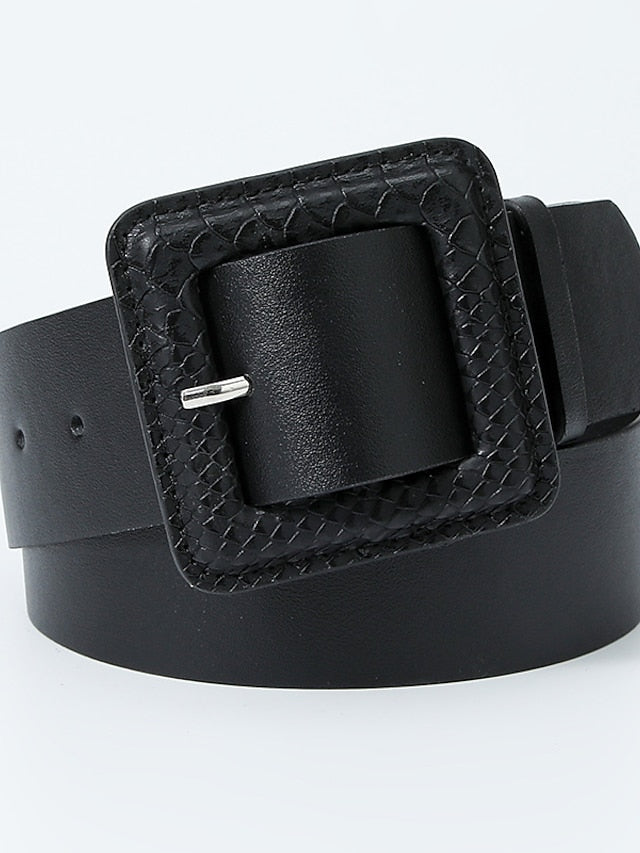 Unisex PU Buckle Belt PU Leather Prong Buckle Plain Classic Casual Party Work Violet Black White Pink for Women