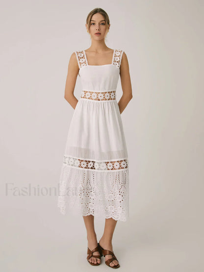 Romantic Lace Graceful Patchwork Midi Dress