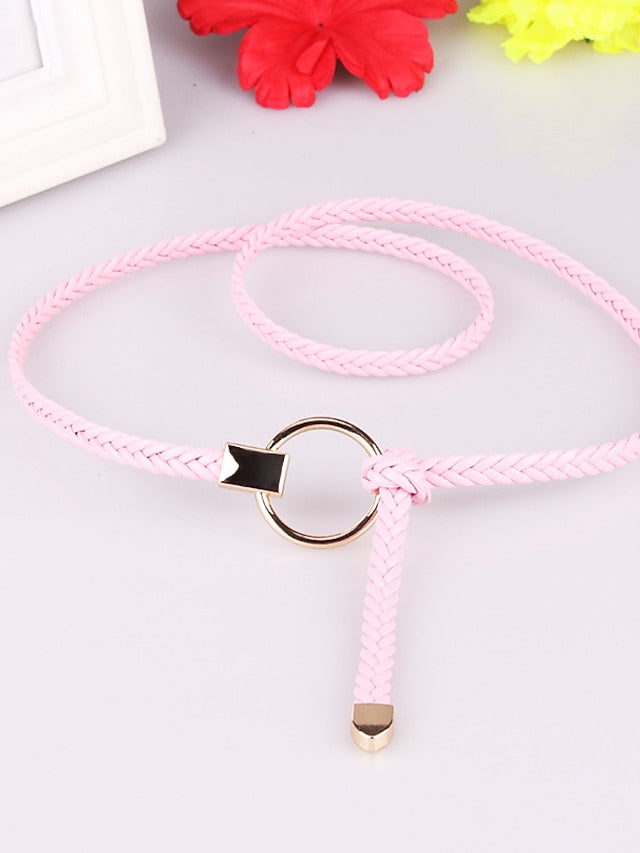 Belt PU Green White Black Gray Pink Skinny Belt Outdoor Dailywear Daily Holiday Pure Color / Spring / Summer / Fall / Winter / Coffee for Women