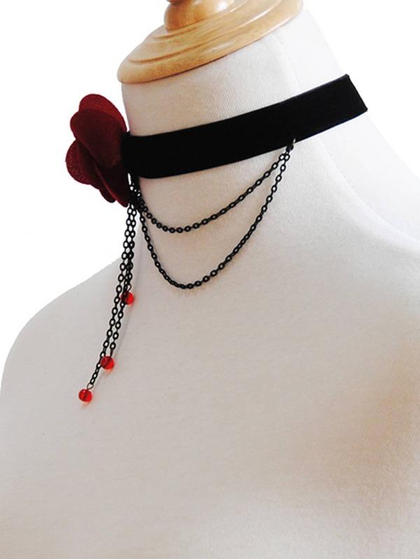 Rose & Chain Decor Choker for Women