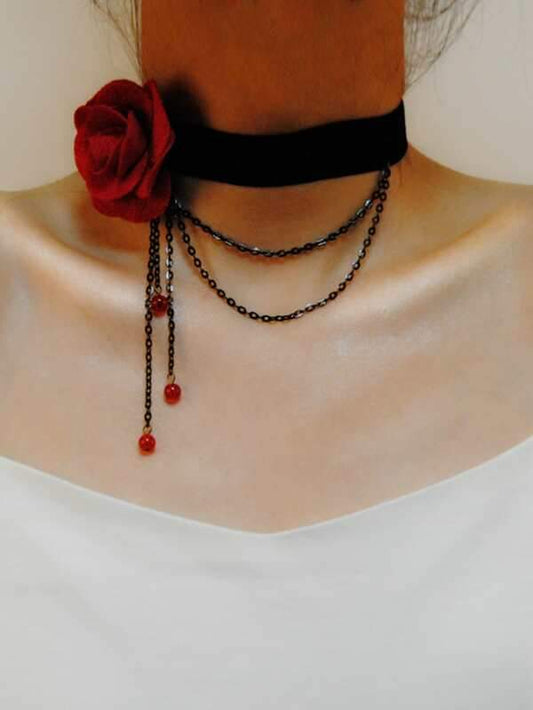 Rose & Chain Decor Choker for Women