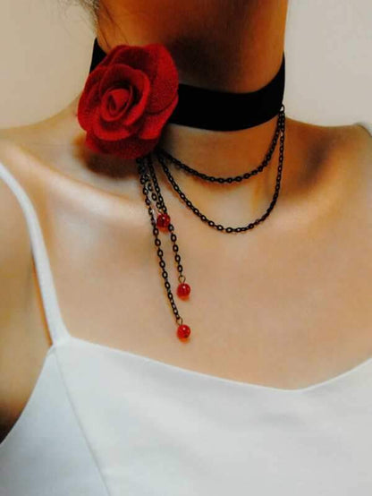 Rose & Chain Decor Choker for Women