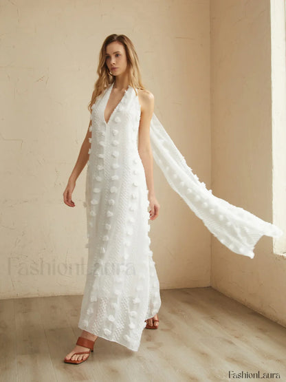 Rosette Halter Graceful Long Dress