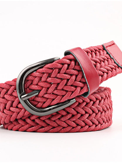 Men's Web Belt Polyester Cotton Prong Buckle D-ring Casual Classic Party Daily Black Gray Red Brown for Women