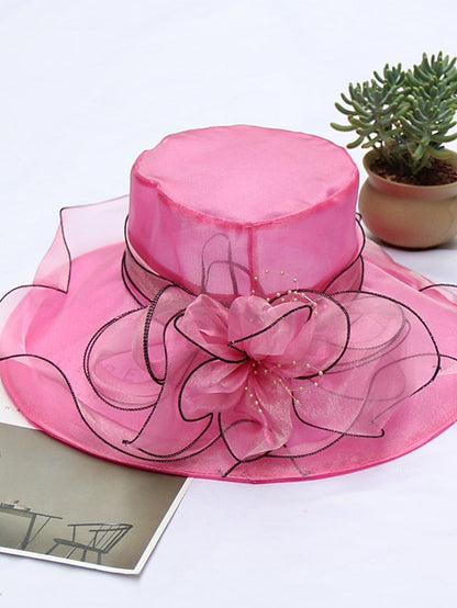Party Hat Party Wedding Special Occasion Flower Solid Color Wine Black Hat / White / Fall / Winter / Spring / Summer for Women