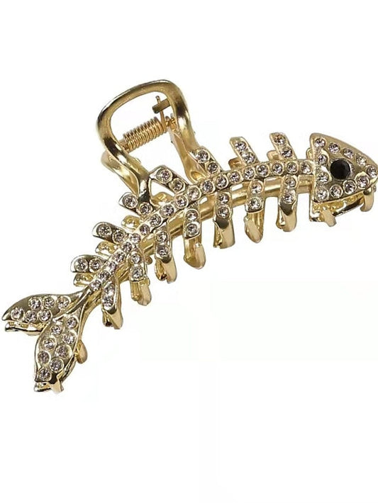 1Pc Hair Claw Clips Large Metal Claw Strong Hold Clips Vintage Fish Shape Non-slip Hair Catch Barrette Clamp Hairpins for Fixing Hair Accessories for Women and Girls for Women