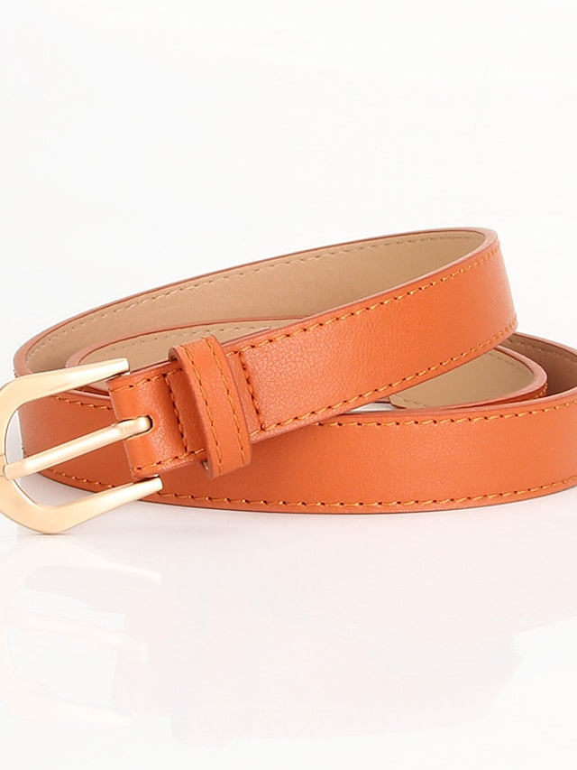 Unisex PU Buckle Belt PU Leather Prong Buckle Plain Casual Classic Party Work Black Blue Brown Coffee for Women