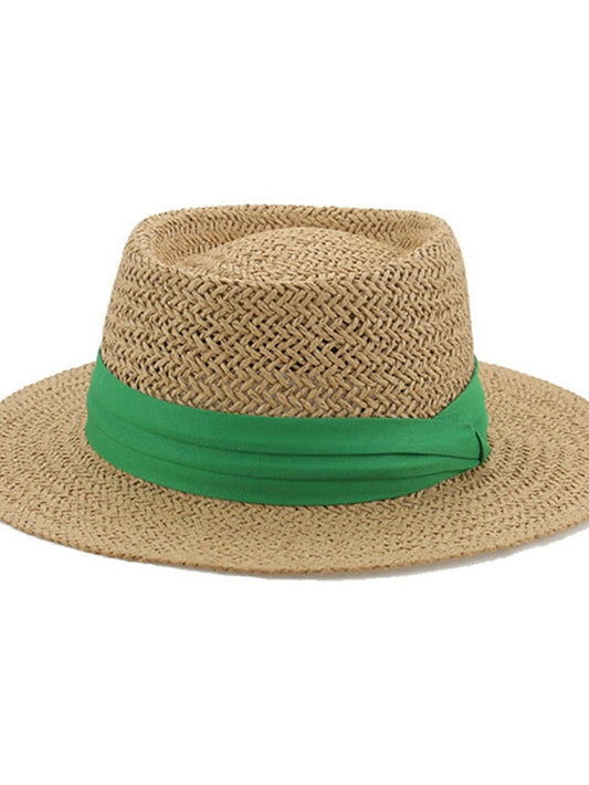 Hat Straw Hat Sun Hat Green Black Khaki Outdoor Daily Holiday Braided Bow Color Block Portable Sun Protection Comfort for Women