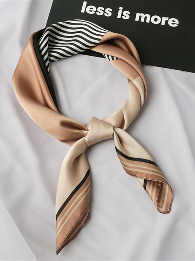 Square Scarf Party Dailywear Holiday Blue Pink Scarf Color Block Stripe for Women