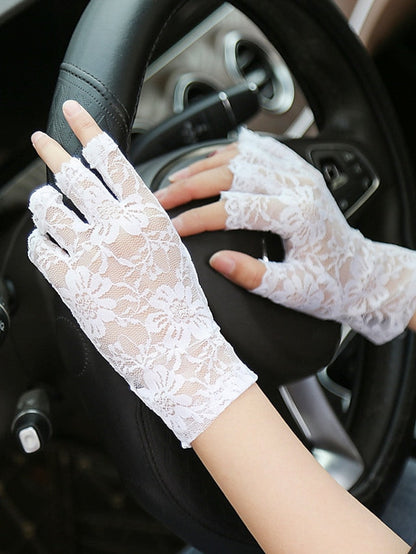 Fingerless Gloves Party / Evening Daily Flower / Plants Lace Casual Sweet Breathability 1 Pair for Women