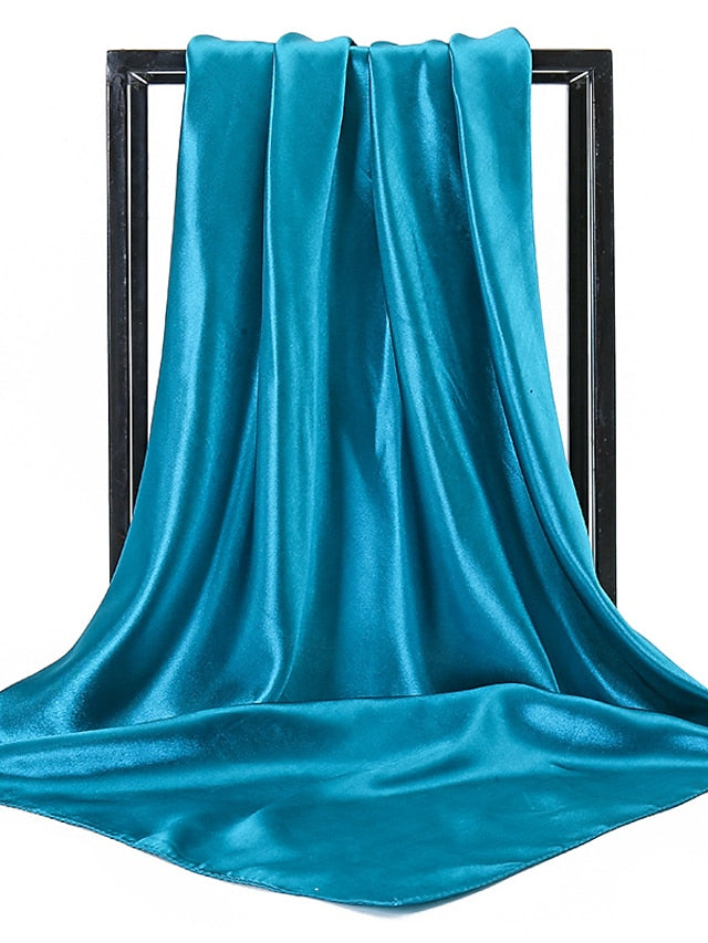 1pcs 90*90cm Solid Colors Neckerchief Hijab Scarf For Women Silk Satin Headband Hair Scarves Female Square Shawls Head Scarfs For Ladies for Women