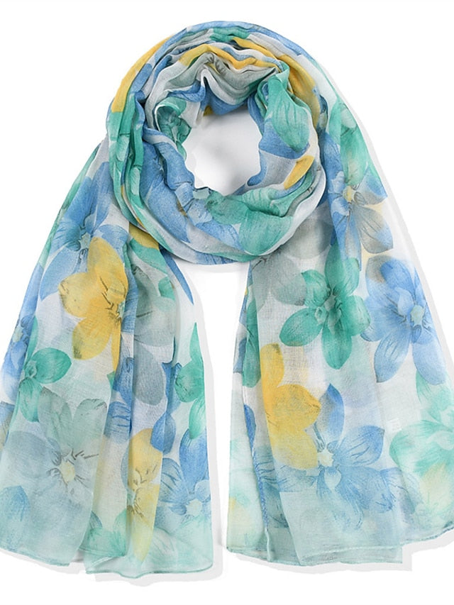 New High Quality Flower Scarf Women Long Scarves Candy Color Shawl Female Hijab Wrap Summer Beachwear Cover-ups for Women