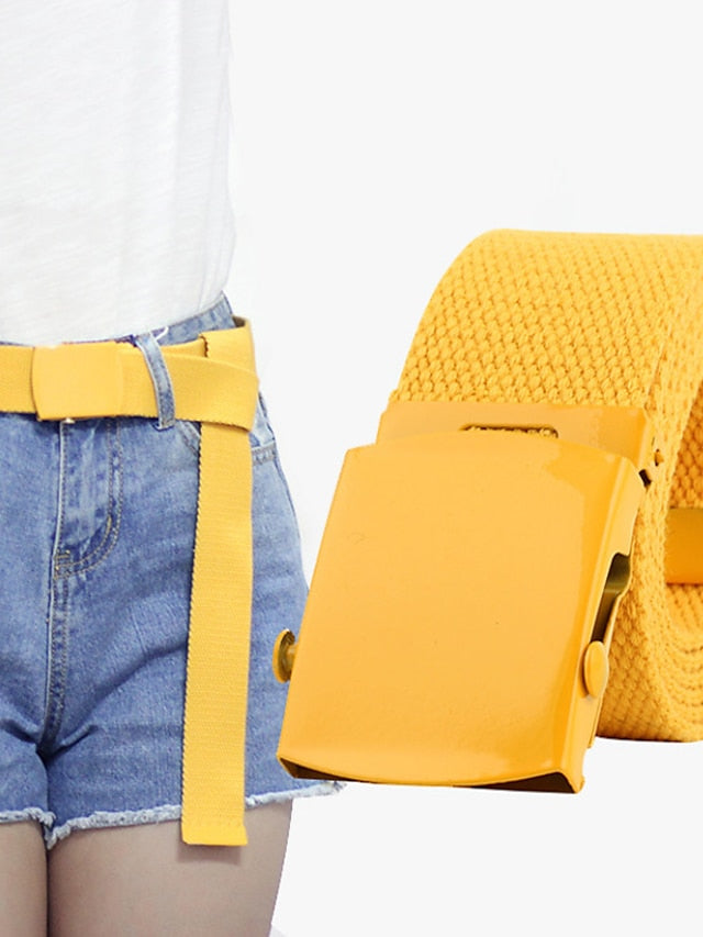 Unisex Web Belt Canvas Sliding Buckle Plain Casual Classic Party Daily Violet Green White Black for Women