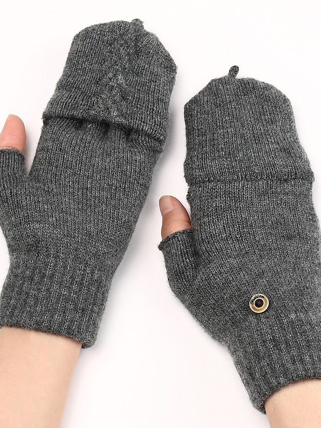 Unisex Convertible Fingerless Gloves Mittens Daily Holiday Solid / Plain Color Polyester Simple Warm 1 Pair for Women