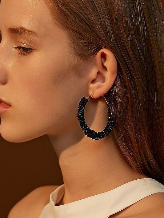 1 Pair Hoop Earrings For Street Date Alloy Classic Fashion for Women