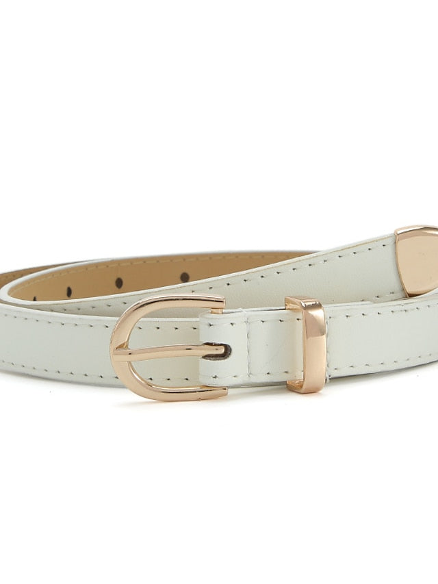 Unisex PU Buckle Belt PU Leather Metal Bucke D-ring Casual Classic Party Daily Violet White Black Silver for Women
