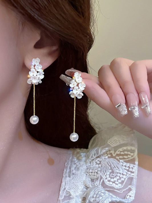 1 Pair Pearl Hoop Earrings for Women Fashion Hypoallergenic Girls Pearl Earrings Drop Dangle Earrings Jewelry Gifts Girls' Wedding Daily Imitation Diamond Alloy Classic Earring for Women