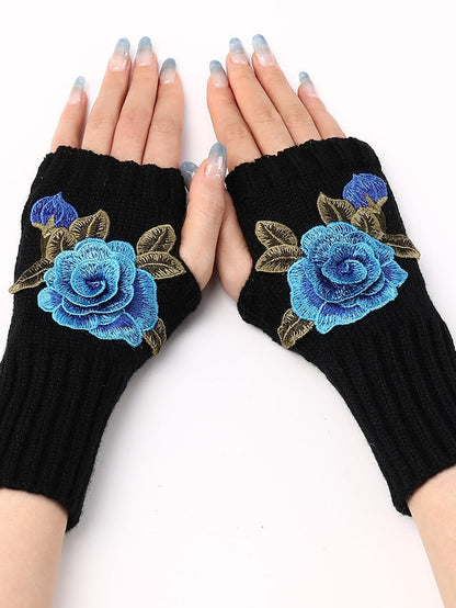 Fingerless Gloves Warm Winter Gloves Gift Daily Flower / Floral Polyester Acrylic Fibers Cosplay Casual 1 Pair for Women