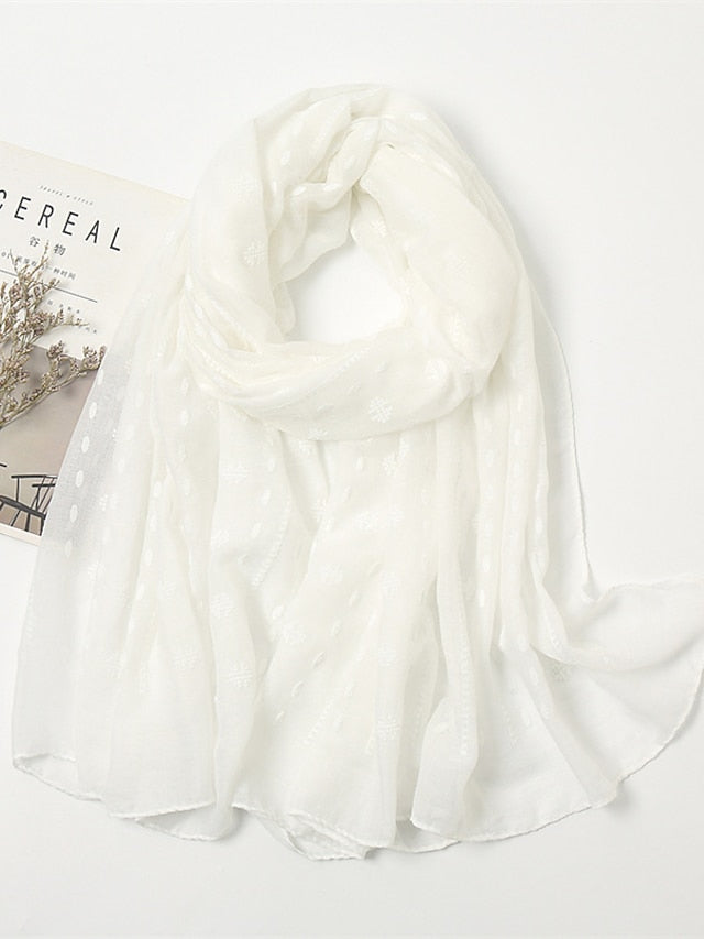 1pcs Women Fashion Foaming Cotton Scarf Print White Polka Dot Scarves Women Muslim Hijab Long Shawl Arab Turban 185*85cm for Women