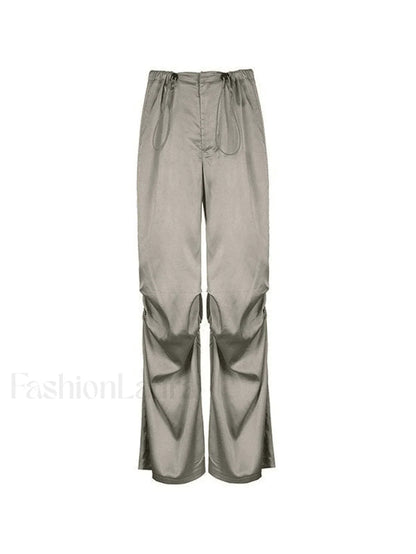 Ruched Drapey Casual Straight Leg Pants