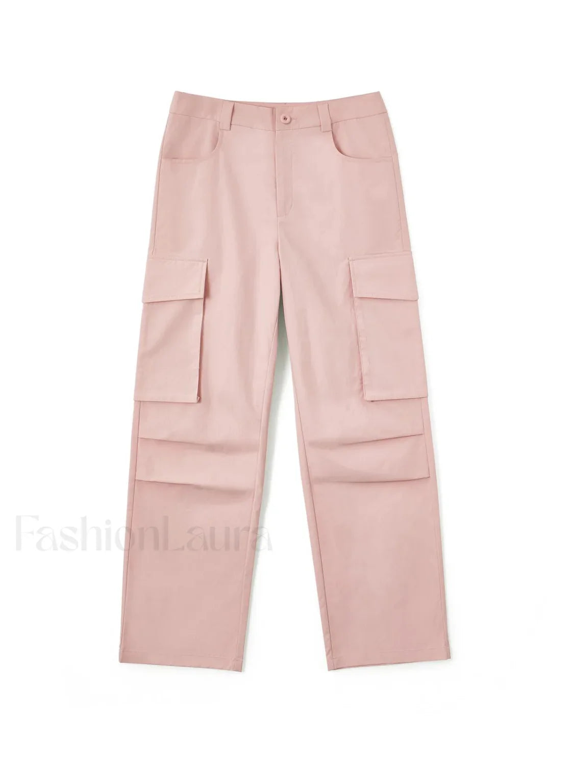 Ruched Pink Straight Leg Cargo Pants