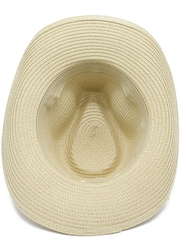 Men's Sun Hat Straw Hat Sports & Outdoor Daily Holiday Solid / Plain Color Straw Retro Simple Style Sunscreen 1 pcs for Women